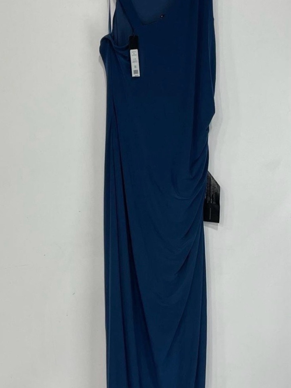 BCBG MaxAzria NWT Blue Cutout One Shoulder Maxi Dress XL Formal High Slit - Picture 4 of 6